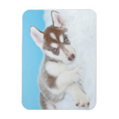 Little Husky Puppy Laying on a Blanket Magneet (Verticaal)
