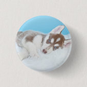 Little Husky Puppy Laying on a Blanket Ronde Button 3,2 Cm (Voorkant)