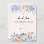 Little Hydrangea Floral Pumpkin Herfst Baby shower Bedankkaart (Voorkant)