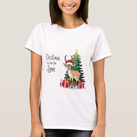 Little Ibex Draag kerstman met 'kerst' T-shirt (Voorkant)