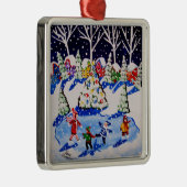 Little Ice Skaters Fun Winter Folk Art Ornament (Rechts)