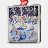 Little Ice Skaters Fun Winter Folk Art Ornament (Links)