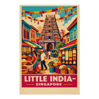 Little India, Singapore in a vibrant retro Perfect Poster