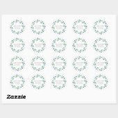 Little Indigo Blue Waterverf Flowers Wreate Ronde Sticker (Vel)
