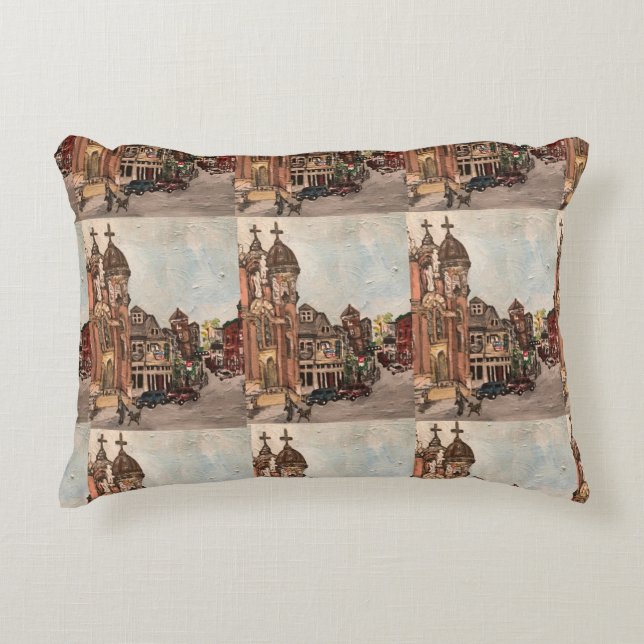 Little Italy, Cleveland Ohio Painting Pillow Decoratief Kussen (Voorkant)