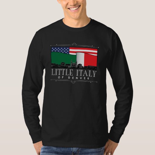 Little Italy of Denver Classic BLACK met lange mou T-shirt (Voorkant)