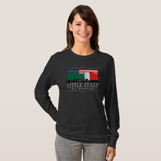 Little Italy of Denver Classic BLACK met lange mou T-shirt (Voorkant volledig)