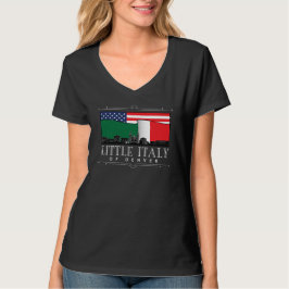 Little Italy of Denver Classic Logo BLACK V Neck T-shirt
