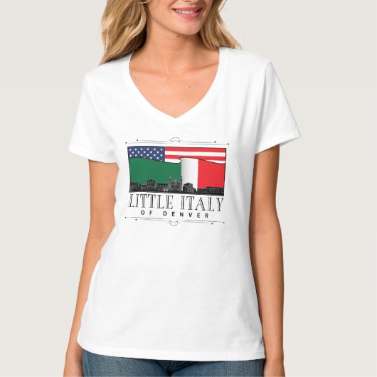 Little Italy of Denver Classic Logo WHITE V Neck T-shirt (Voorkant)