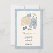 Little Jean Baby shower Denim Boho Bedankkaart (Voorkant)
