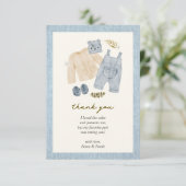Little Jean Baby shower Denim Boho Bedankkaart (Staand voorkant)