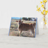 Little Jersey Koe Wenskaart Kaart (Gele Bloem)