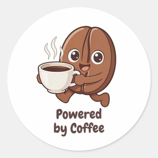 Little Kaka – Powered by Coffee Ronde Sticker (Voorkant)