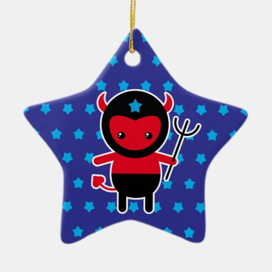 Little kawaii Ninja duivel Keramisch Ornament (Voorkant)
