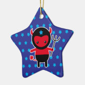 Little kawaii Ninja duivel Keramisch Ornament (Links)