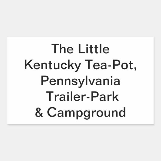 Little Kentucky-Teapot, Pa. Hankamer Artjunkhaus Rechthoekige Sticker (Voorkant)