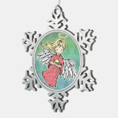 Little KerstAngel en Star Tin Sneeuwvlok Ornament (Rechts)