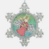 Little KerstAngel en Star Tin Sneeuwvlok Ornament (Voorkant)