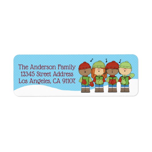 Little KerstCarolers Return Address Label (Voorkant)