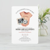 Little Kicker Baby shower Invitation Kaart (Staand voorkant)