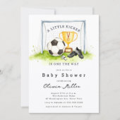 Little Kicker Soccer Baby Shower Invite Kaart (Voorkant)