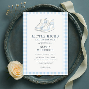 Little Kicks Boy Blue Shoes Baby Shower Kaart