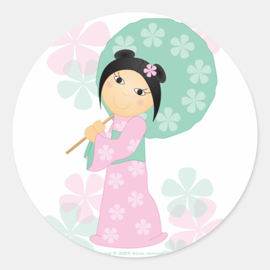 Little Kimono Ronde Sticker (Voorkant)