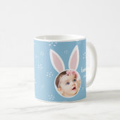 Little Kind Photo met Bunny Ears + Name Easter Blu Koffiemok (Voorkant rechts)