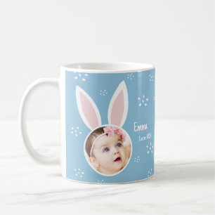 Little Kind Photo met Bunny Ears + Name Easter Blu Koffiemok