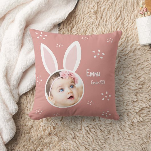 Little Kind Photo met Bunny Ears + Name Easter Roo Kussen (Deken)
