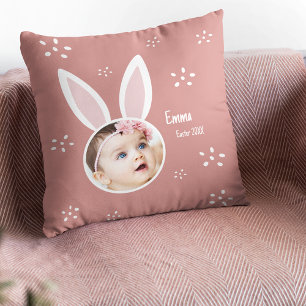 Little Kind Photo met Bunny Ears + Name Easter Roo Kussen