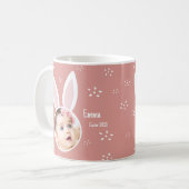 Little Kind Photo w/ Bunny Ears + Name Easter Pink Koffiemok (Voorkant links)