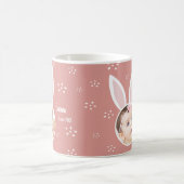 Little Kind Photo w/ Bunny Ears + Name Easter Pink Koffiemok (Center)