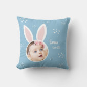 Little Kind Photo with Bunny Ears and Name Easter Kussen (Voorkant)