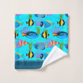 Little Kinder Ocean Fish Pattern Bad Handdoek (Wasdoekje)