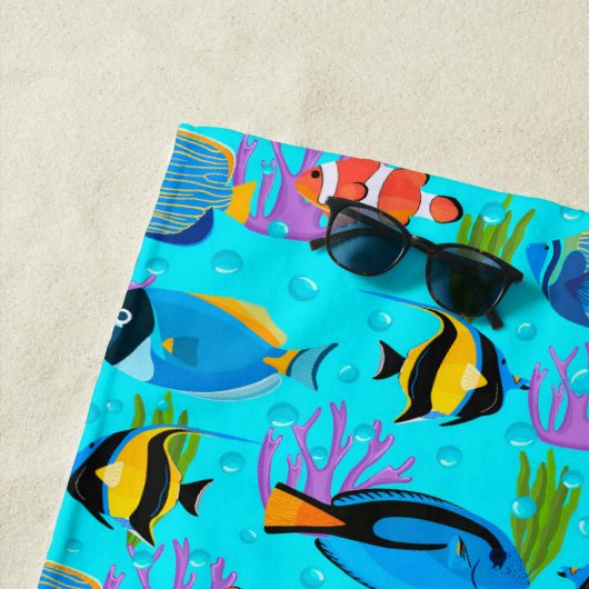 Little Kinder Ocean Fish Pattern Strandlaken (In situ)