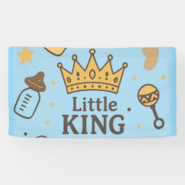 Little King Baby shower Banner – Blue & Gold Crow