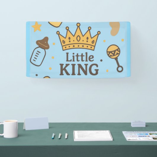 Little King Baby shower Banner – Blue & Gold Crow (Beurs)