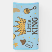 Little King Baby shower Banner – Blue & Gold Crow (Verticaal)
