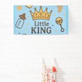 Little King Baby shower Banner – Blue & Gold Crow (Insitu)