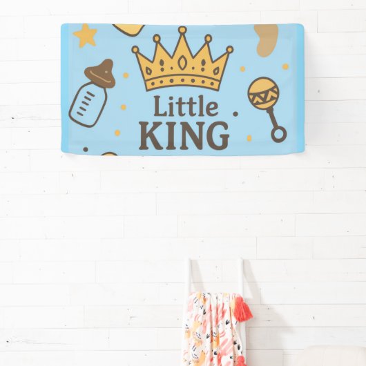 Little King Baby shower Banner – Blue & Gold Crow (Insitu)