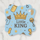 Little King Baby shower Banner – Blue & Gold Crow Bedankjes Labels (Achterkant)