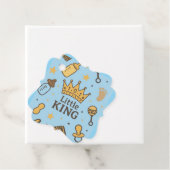 Little King Baby shower Banner – Blue & Gold Crow Bedankjes Labels (In situ)