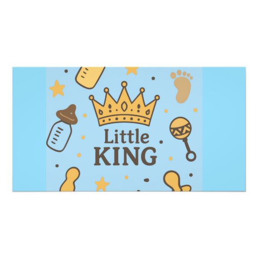 Little King Baby shower Banner – Blue & Gold Crow Foto Afdruk (Voorkant)