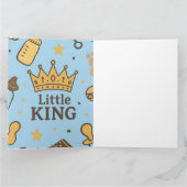 “Little King Baby Shower Banner – Blue & Gold Crow Kaart (Binnen)