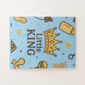 Little King Baby shower Banner – Blue & Gold Crow Legpuzzel (Horizontaal)