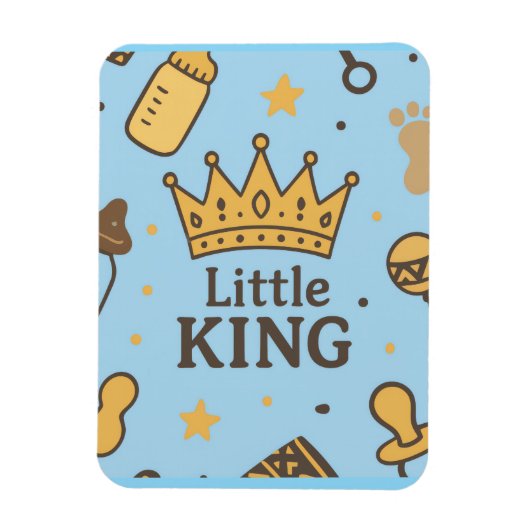 Little King Baby shower Banner – Blue & Gold Crow Magneet (Verticaal)