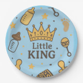Little King Baby shower Banner – Blue & Gold Crow Papieren Bordje (Voorkant)
