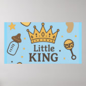 Little King Baby shower Banner – Blue & Gold Crow Poster (Voorkant)