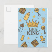Little King Baby shower Uitnodiging Briefkaart (Voorkant / Achterkant)